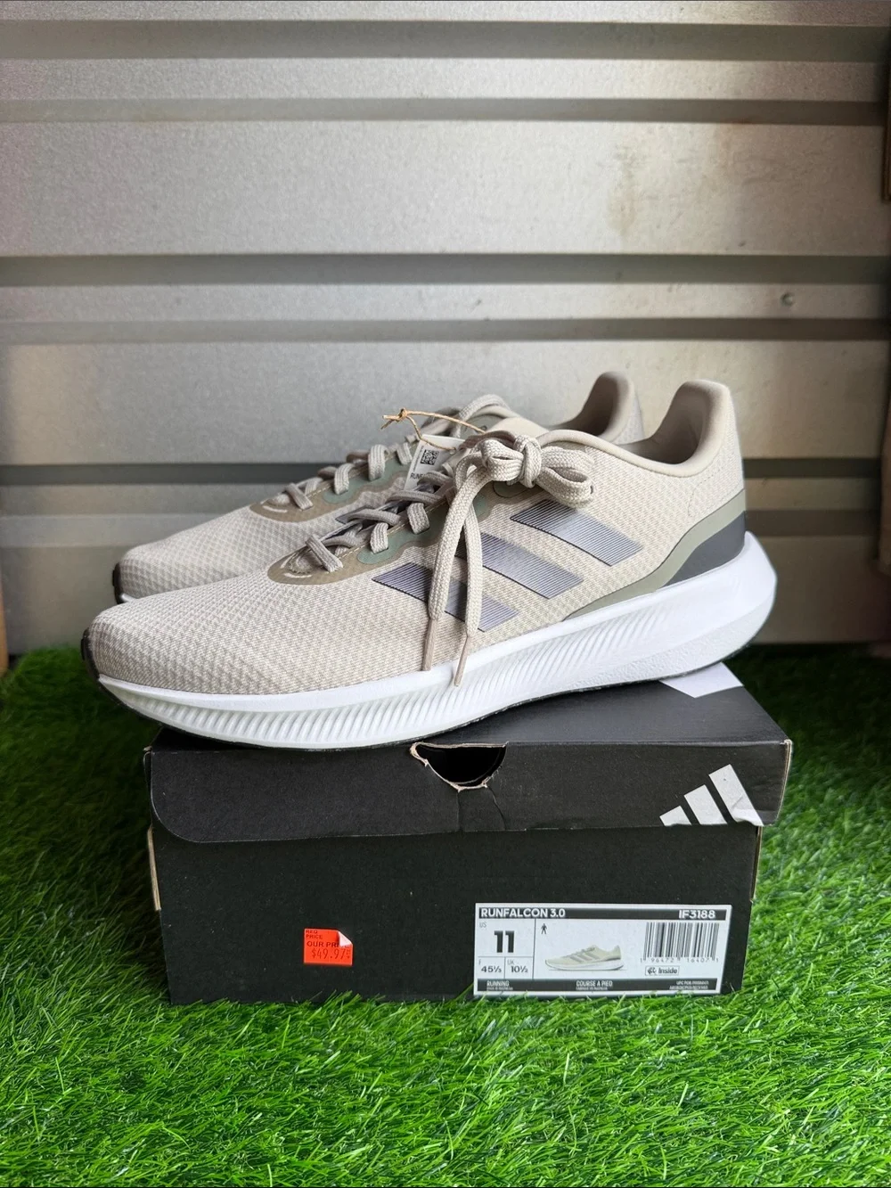 adidas Men's Athletic Sneakers in Beige and White